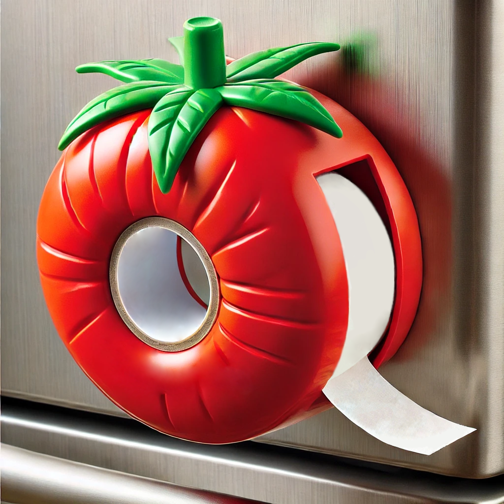 Fridge Tape tomato-shaped dispenser prototype
